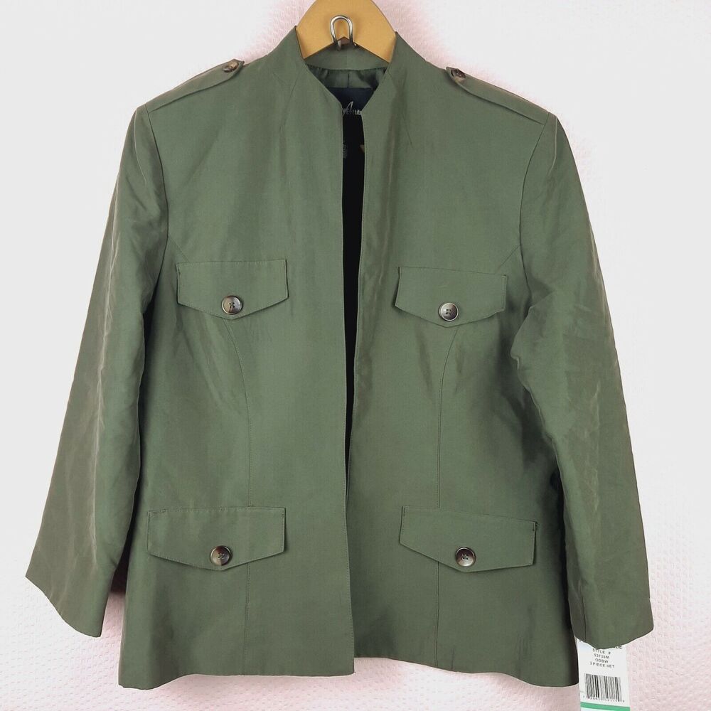 NEW Positive Attitude Women Open Front Jacket Rayon Blend Green Color Size 8